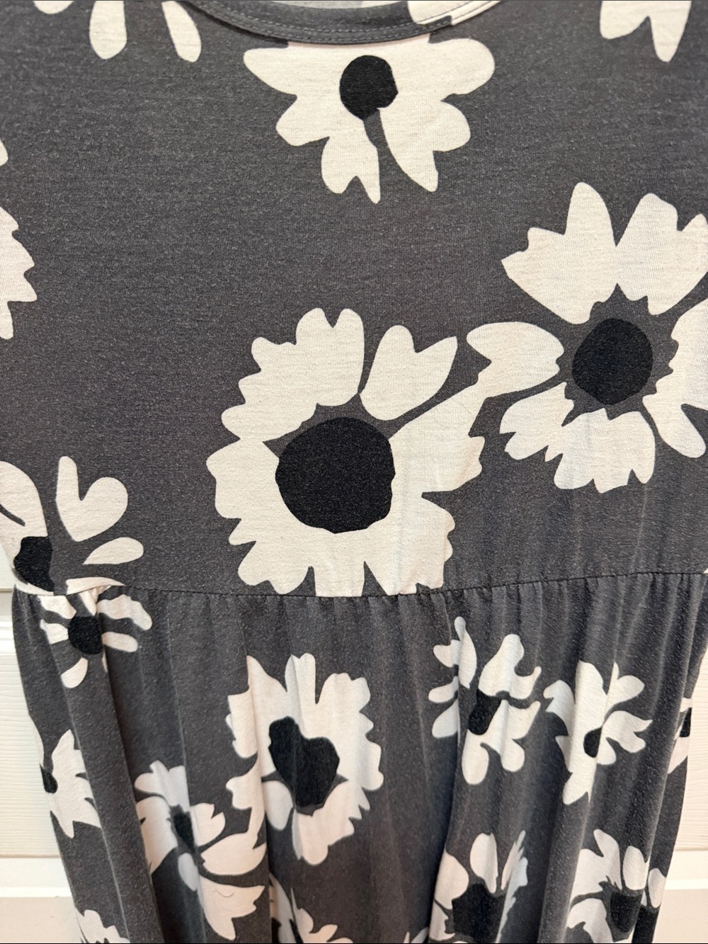 LuLaRoe Gray Maxi Dress with White Floral Print - Picture 7 of 9